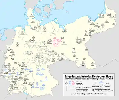 Emplacements des brigades allemandes.
