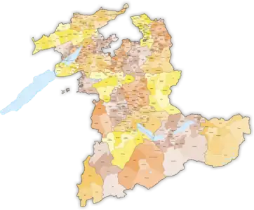 Carte du canton de Berne au 1er janvier 1994.