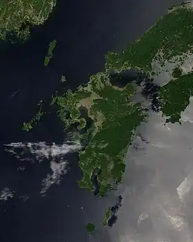 Vue satellite de Kyūshū.