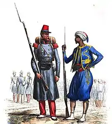 Légion étrangère et tirailleurs indigènes vers 1840