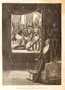 Le profane est introduit dans le Cabinet de réflexion.