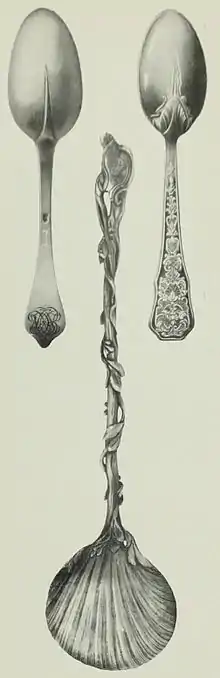 Détails de couverts travaillés, extraits de L'orfèvrerie française aux XVIIIe et XIXe siècles, p. 313