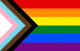 Version de 2018 créée par le designer Daniel Quasar reprenant les couleurs du drapeau de Philadelphie ainsi que celles du drapeau trans.