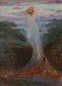 Allégorie de la houille blanche surplombant le site de Lancey