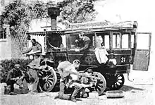 'La Nouvelle', pilotée par Amédée Bollée père au 'Paris-Bordeaux-Paris' de 1895 (classée 9e; ici au retour de la course).