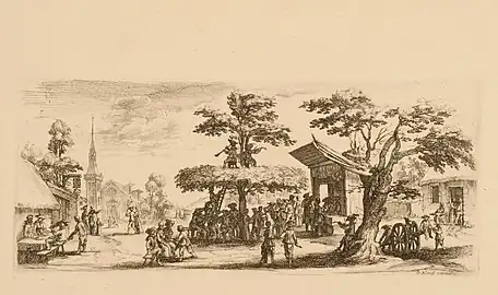 La danse au village, Nicolas de Son, 1625-1637, estampe à l'eau-forte, Musée des Beaux-Arts de Nancy,Inv. TH.99.15.1143