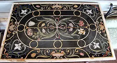 Dessus de table de commesso fiorentino de Jacopo Ligozzi, Florence, XVIe – XVIIe siècles.