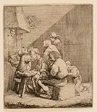 La pipe allumée, Jacques Dassonville, gravure à l'eau-forte, dim.101x87mm, musée des Beaux-Arts de Nancy