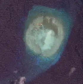 Image satellite de la caye Lankiam prise par la NASA.
