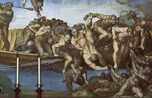 Détail du plafond de la chapelle Sixtine peint par Michel-Ange.