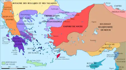 Division de l'Empire byzantin au lendemain de la quatrième croisade