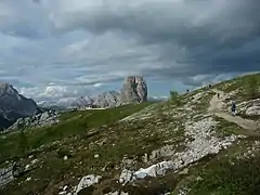 Dans l’ascension du refuge Averau.