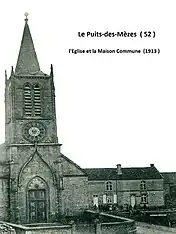 le Puits-des-Mèzes l'église et la Maison Commune (1913)