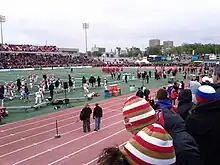 Le stade extérieur lors d'un match de football