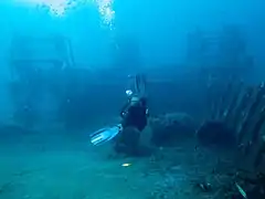 Vue d'ensemble de la partie principale de l'épave du Ville de Grasse.