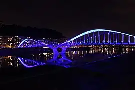 Le pont Schuman le soir de son inauguration.