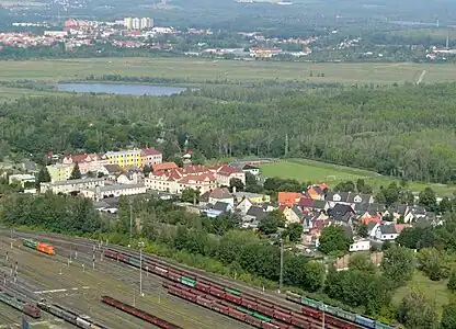 Ledvice : vue aérienne.