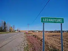 Entrée du village des Hauteurs-de-Rimouski sur la route 298.