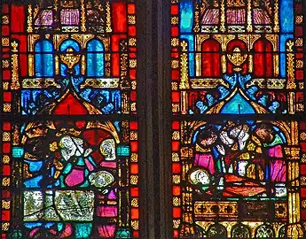 Vitraux du XIVe siècle représentant des épisodes de la vie de saint Jean-Baptiste.