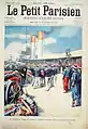 Les cercueils des victimes du Farfadet transportés à bord du navire qui les ramènent en France - Le Petit Parisien du 6 août 1905