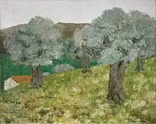 Les oliviers. Peinture de Peter Orlando