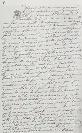 Scan d'un extrait d'une lettre d'Alix Payen à sa mère, ne portant aucune date.