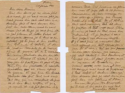 Numérisation d'une lettre manuscrite.