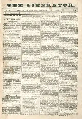 Couverture de la première page du journal The Liberator