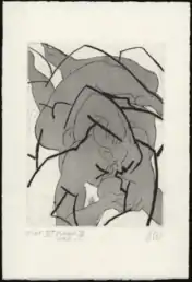 Henri Presset. Librairie "Comestibles" - Plaque 4. 1987. Vélin eau-forte, pointe sèche et aquatinte, Ville de Genève. Musées d'art et d'histoire. Don de l'artiste. N° d'inventaire : E 2005-0430