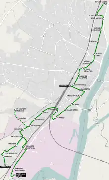 Schéma de la ligne A du réseau urbain Tréma.