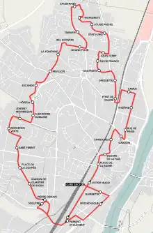 Schéma de la ligne C du réseau urbain Tréma.