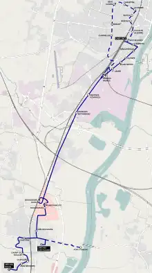 Schéma de la ligne D du réseau urbain Tréma.