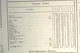 Horaires de la liigne en 1910.
