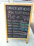 Liste de plats du jour à New York