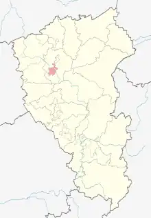 Carte de la position de la ville par rapport à l'oblast