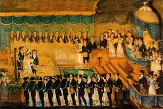 vieille gravure colorée.