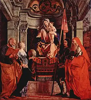 Lorenzo Lotto, Vierge Marie, saint Pierre, Christine de Tyr, saint Libéral et saint Jérôme.