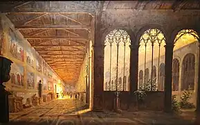 Le Campo Santo de Pise Huile sur toile recto - Tableau vu éclairé