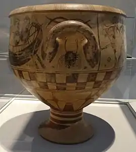 Vase dit Aristonotos (Cerveteri), acheté en 1869 par Augusto Castellani ; sur le côté gauche, figure un combat naval entre deux navires.