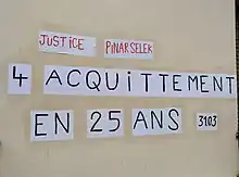 Collage en faveur de Pınar Selek à Lyon le 23 mars 2023.