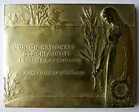 Union nationale des Cheminots 1914-1916, plaquette, revers.