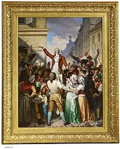 Méhul enseignant les chants patriotiques au peuple de Paris.