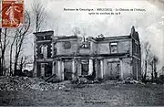 Les ruines du château   après les combats de juin 1918.
