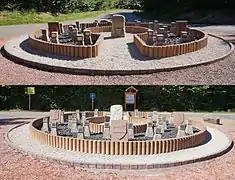 Monument circulaire autour d'une borne ancienne.