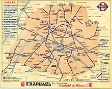 Plan du métro parisien en 1940.