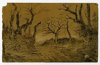 Chemin bordé de talus en hiver, musée d'Art et d'Histoire de Saint-Brieuc.