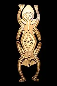 Sculpture bioma Kiwai. Bois, pigments, H. 64 cm. Papouasie-Nouvelle-Guinée. 1850-1950