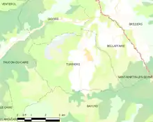 Carte de la commune de Turriers