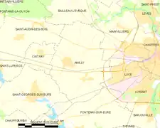 Carte de la commune d'Amilly.