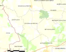 Carte de la commune de Coudray-au-Perche.